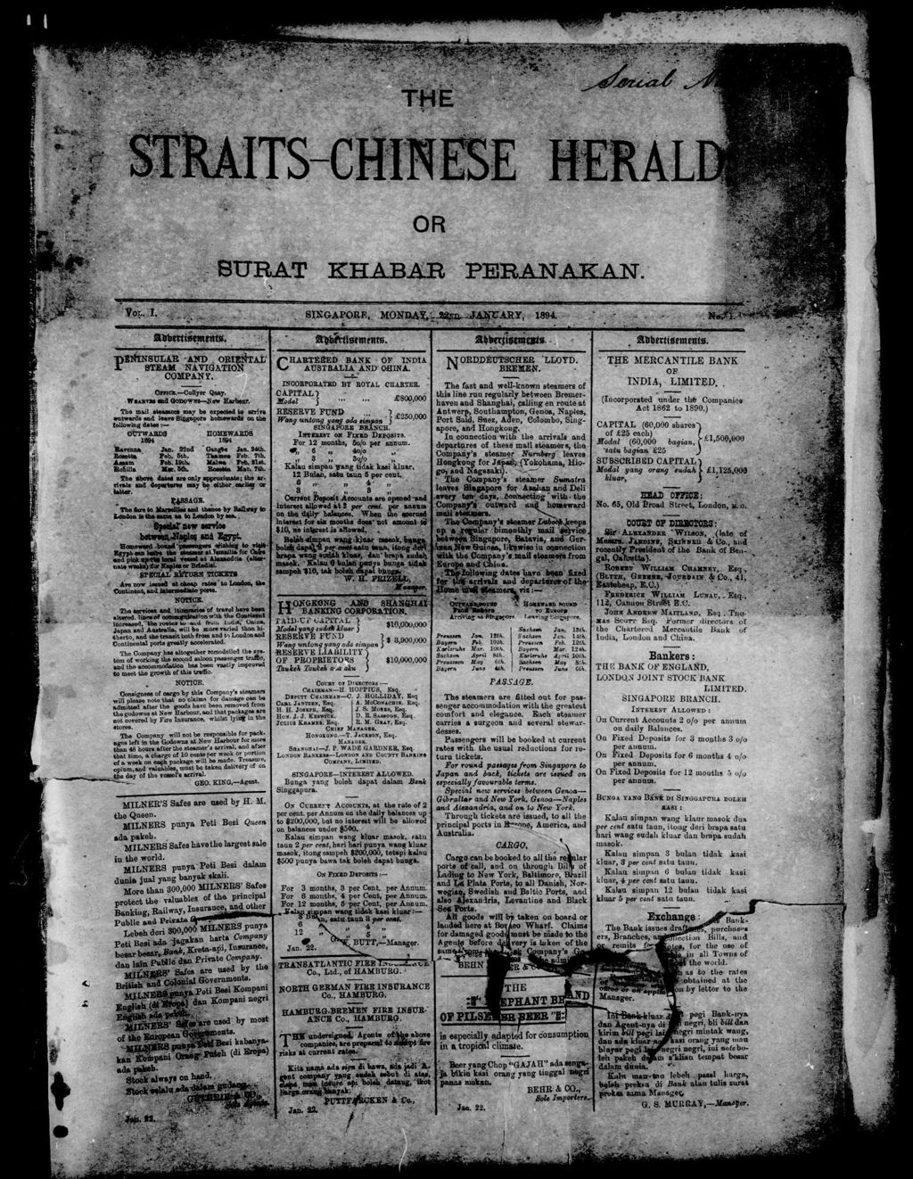 Miniature of Straits-Chinese Herald 22 January 1894