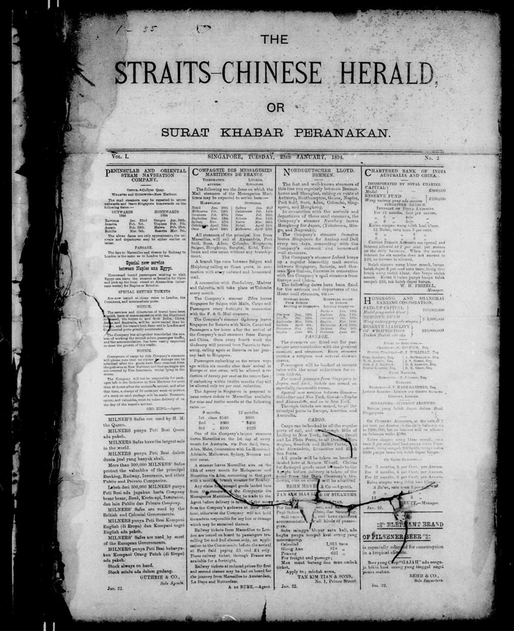 Miniature of Straits-Chinese Herald 23 January 1894