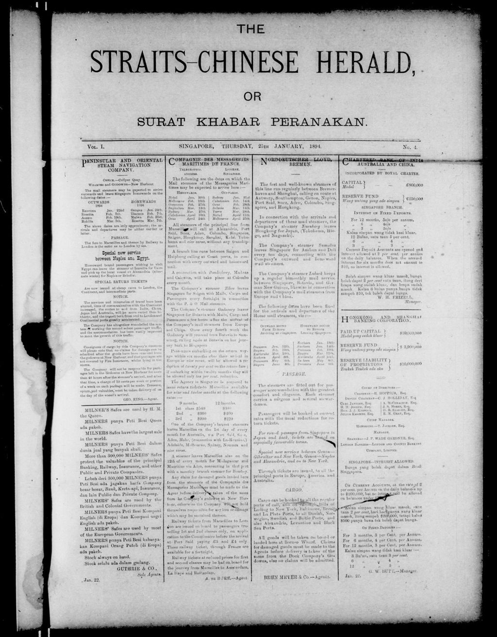 Miniature of Straits-Chinese Herald 25 January 1894