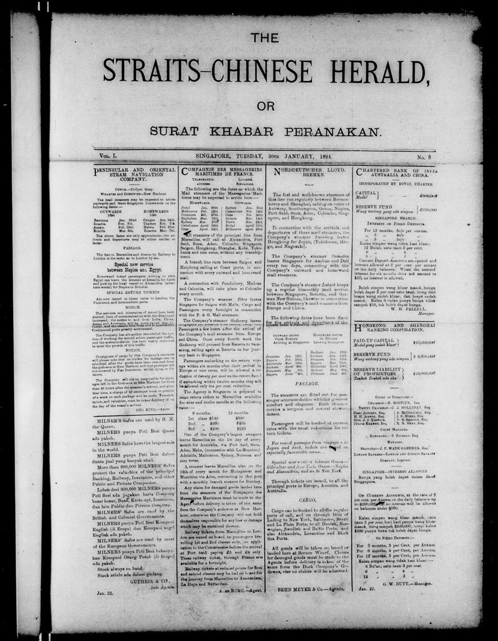 Miniature of Straits-Chinese Herald 30 January 1894