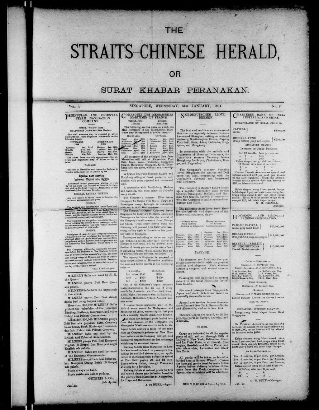 Miniature of Straits-Chinese Herald 31 January 1894