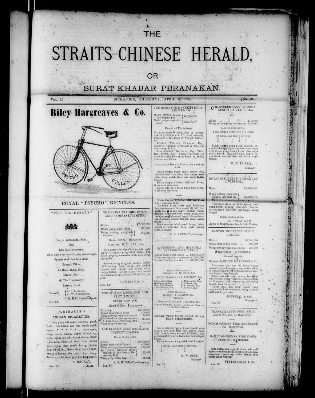 Miniature of Straits-Chinese Herald 05 April 1894