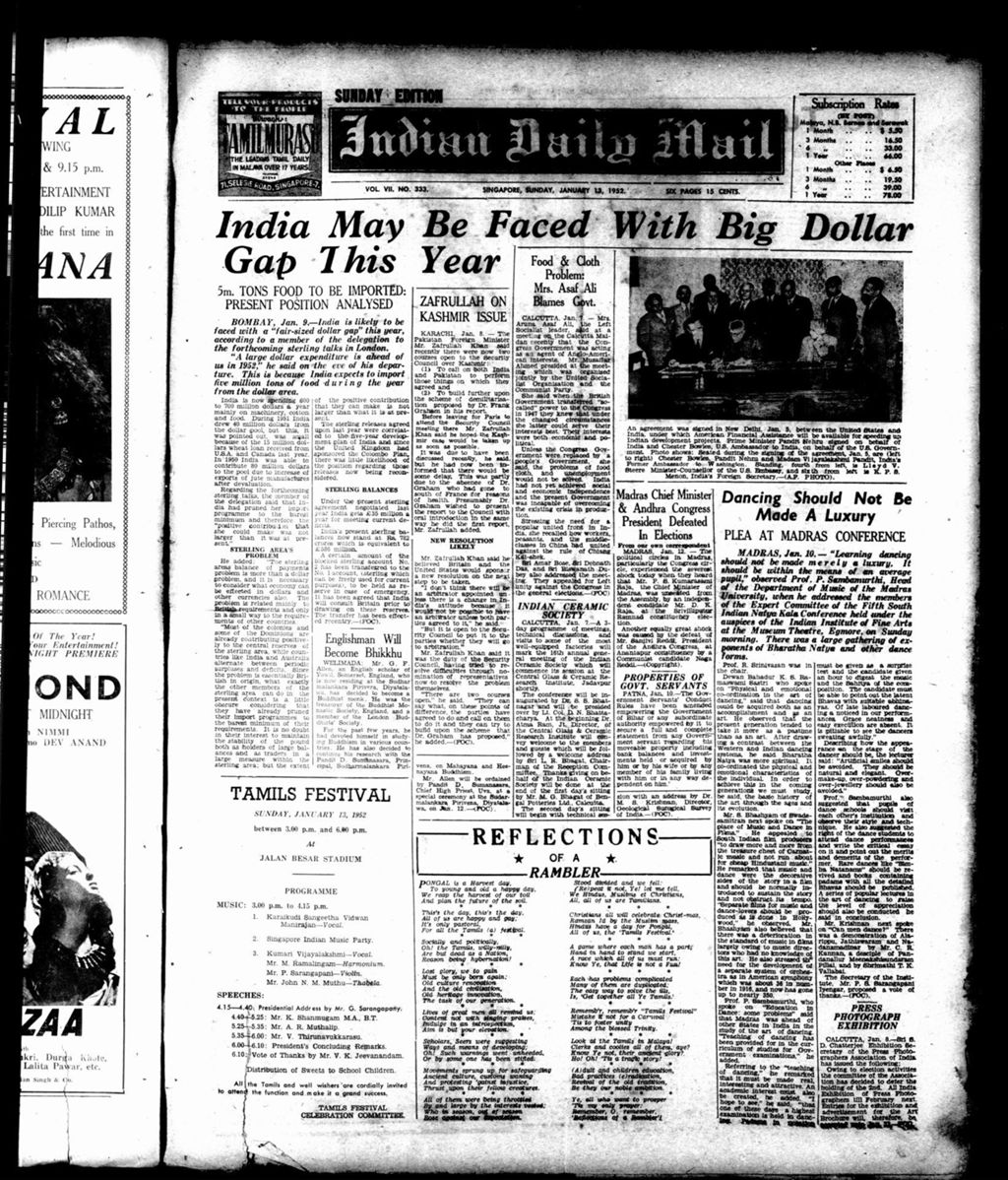 Miniature of Indian Daily Mail 13 January 1952