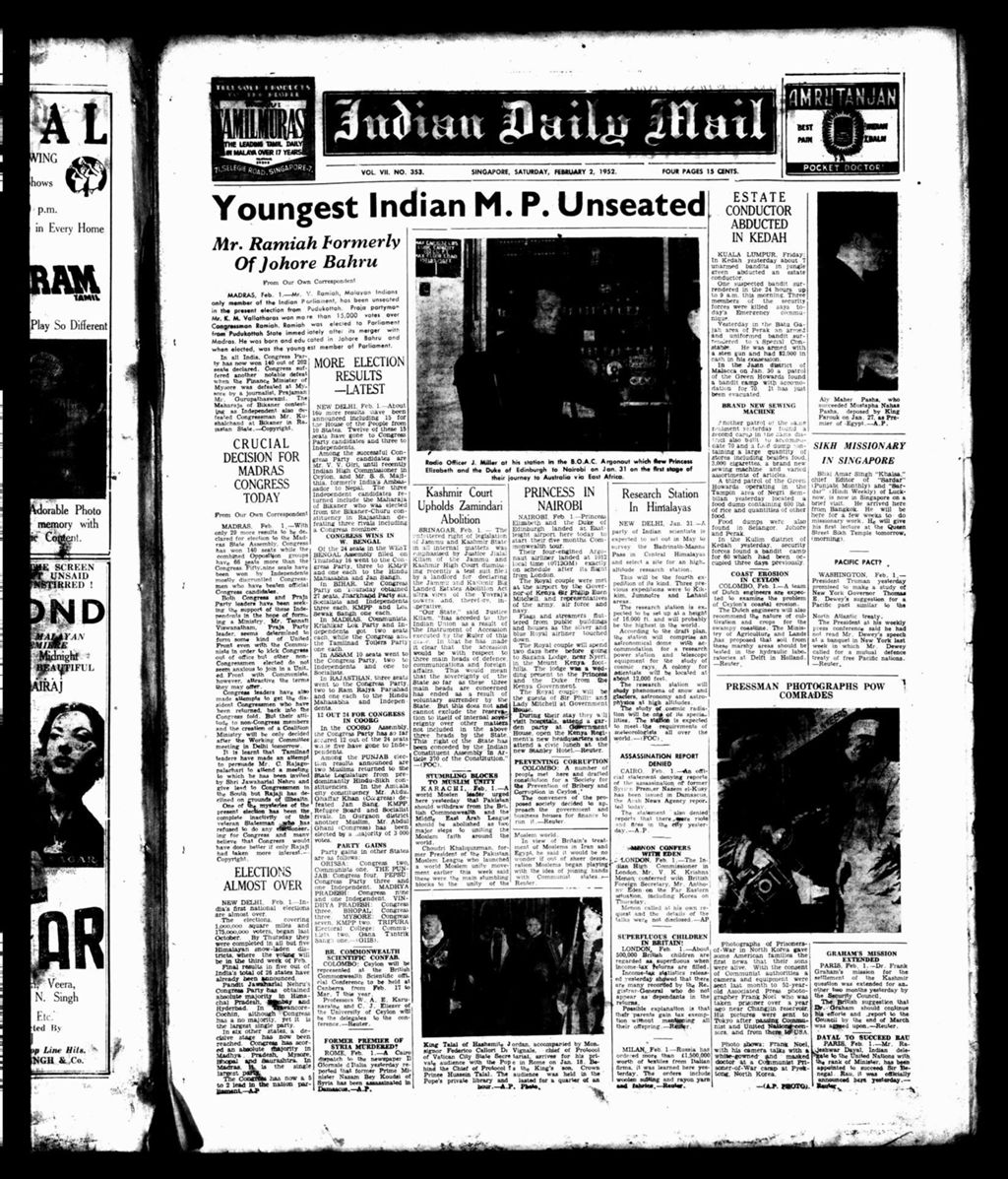 Miniature of Indian Daily Mail 02 February 1952