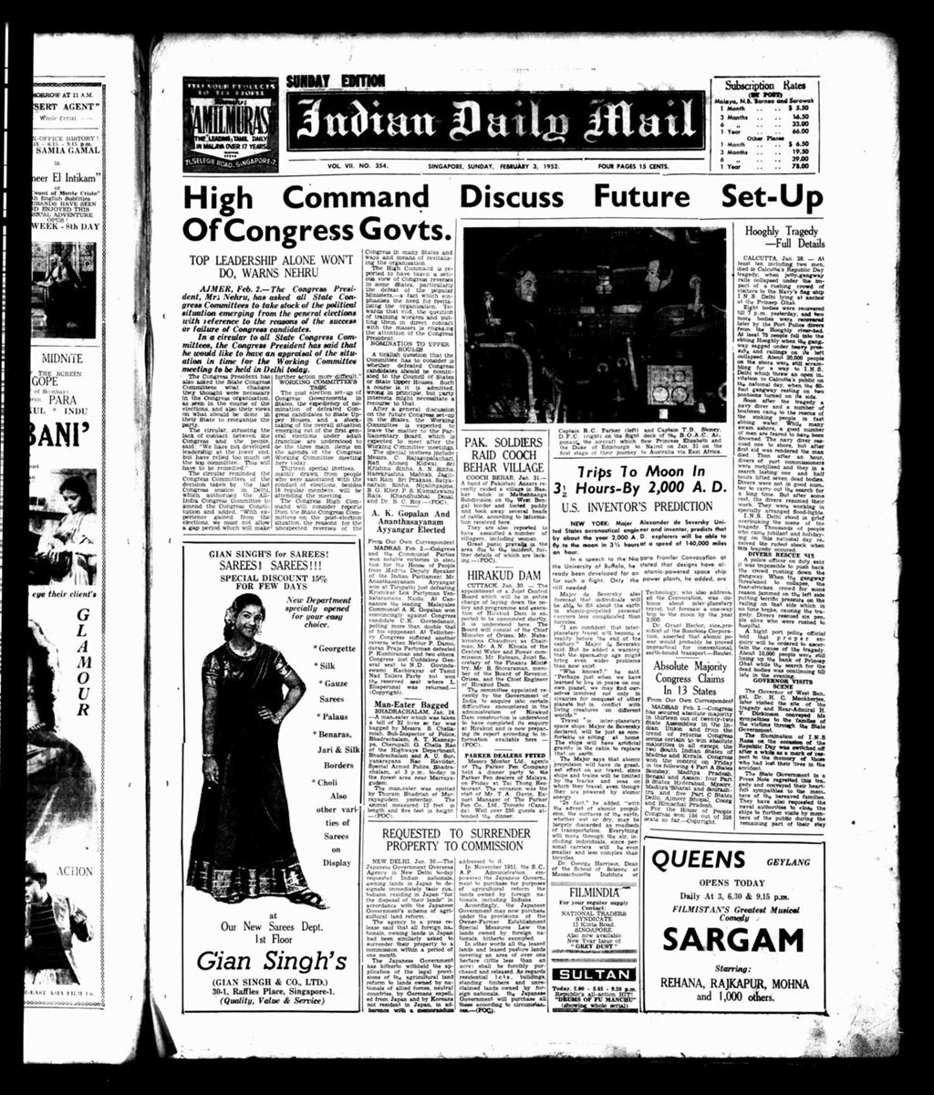 Miniature of Indian Daily Mail 03 February 1952