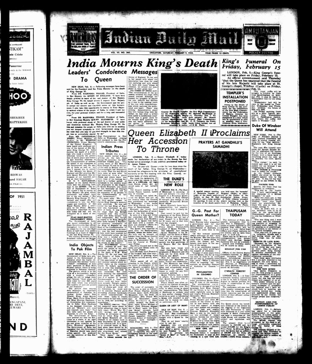 Miniature of Indian Daily Mail 09 February 1952