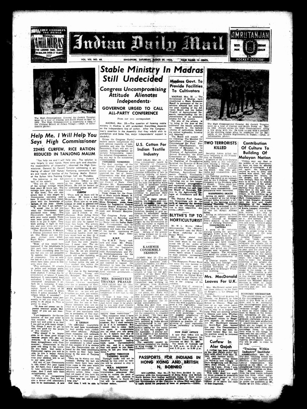 Miniature of Indian Daily Mail 29 March 1952