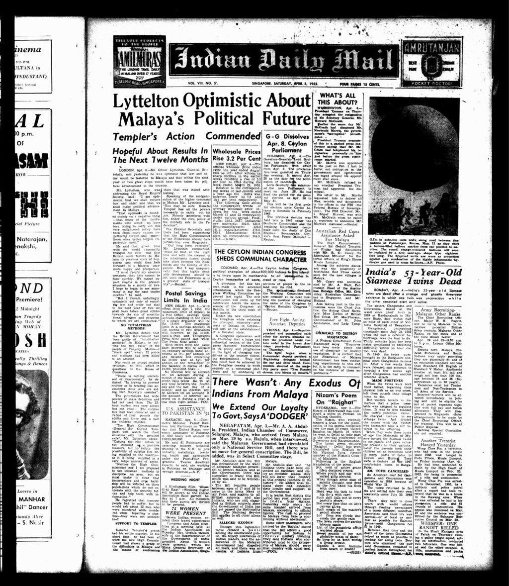 Miniature of Indian Daily Mail 05 April 1952