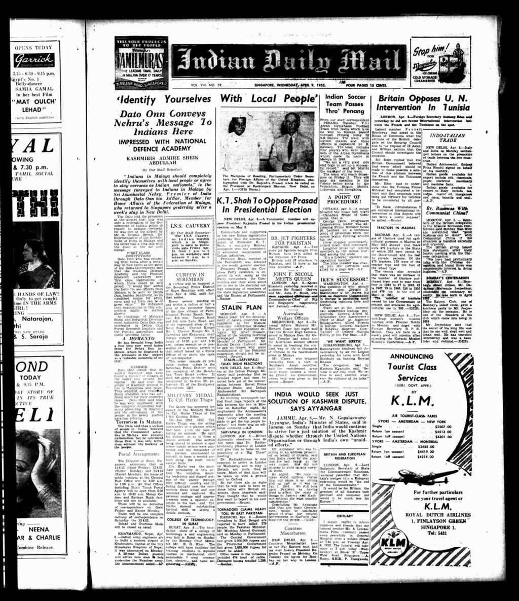 Miniature of Indian Daily Mail 09 April 1952