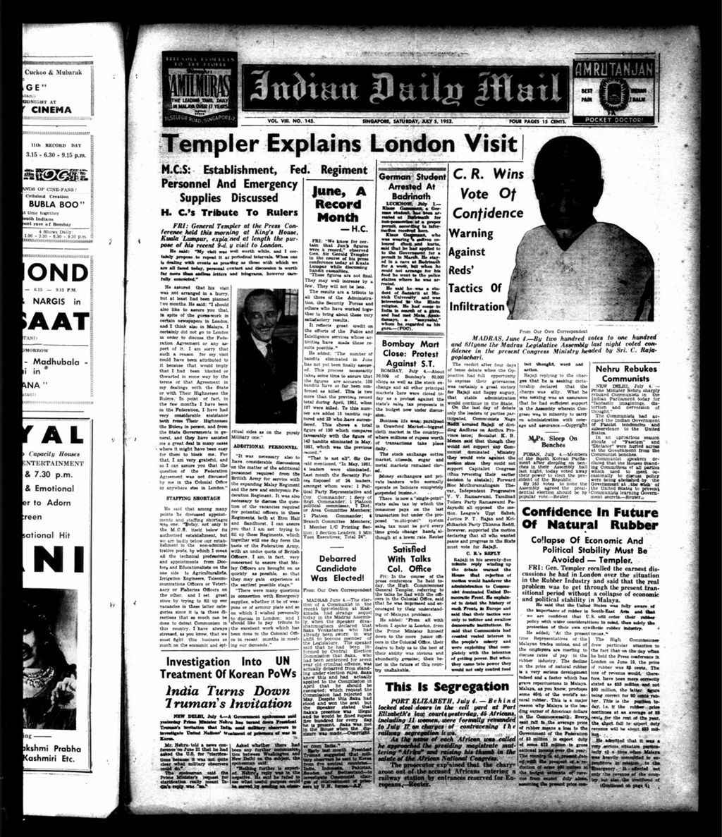 Miniature of Indian Daily Mail 05 July 1952