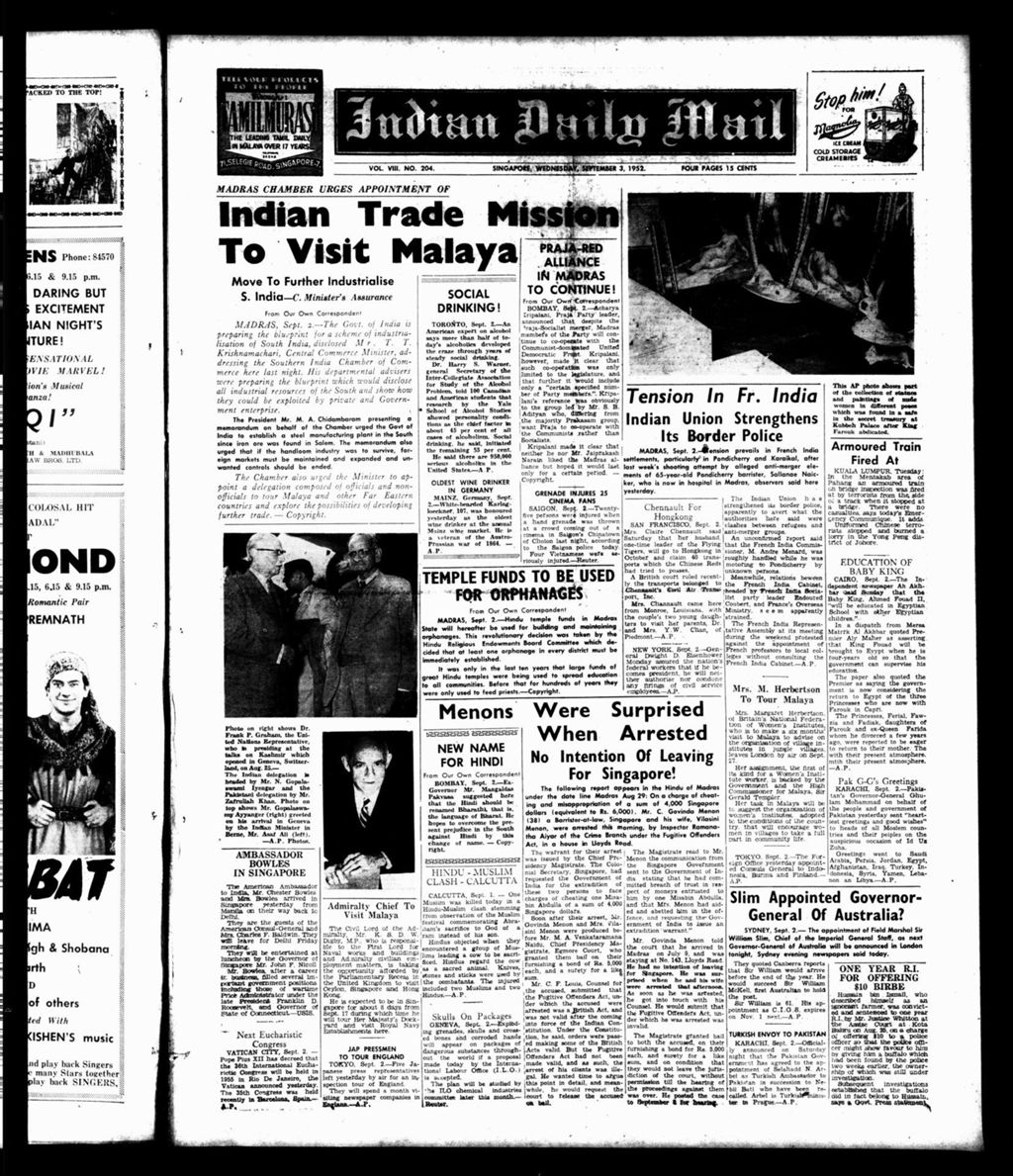 Miniature of Indian Daily Mail 03 September 1952