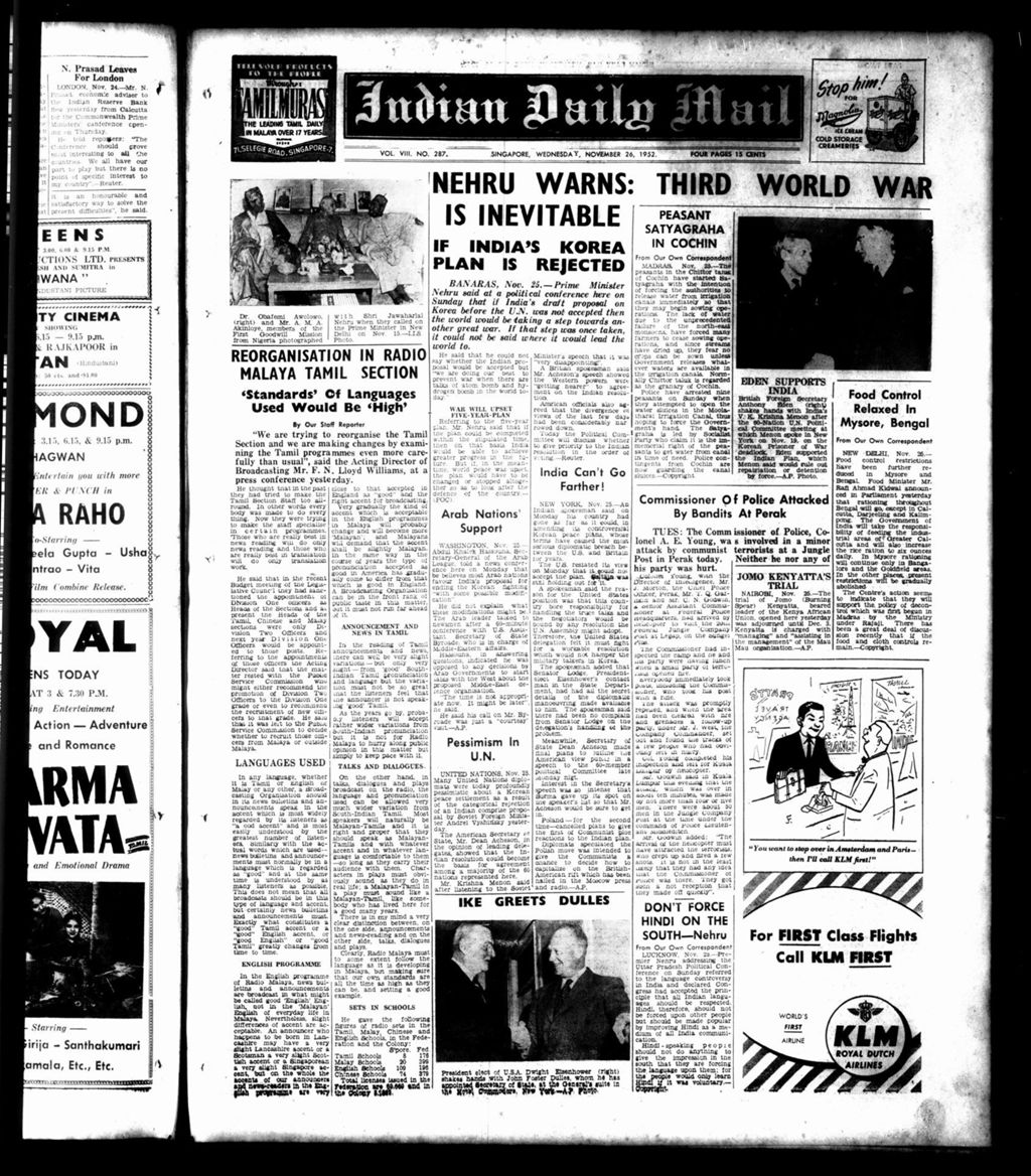 Miniature of Indian Daily Mail 26 November 1952