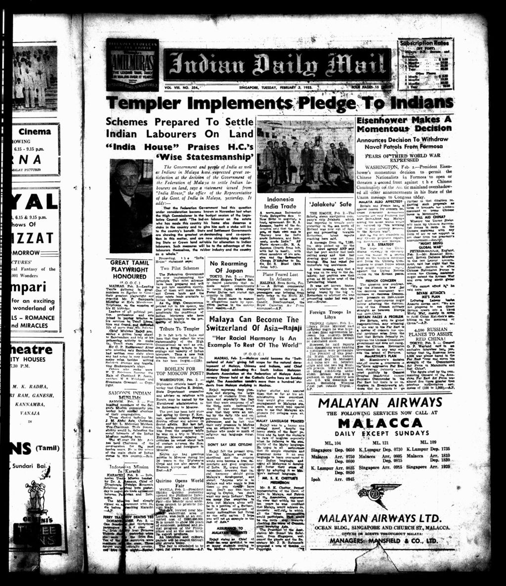 Miniature of Indian Daily Mail 03 February 1953