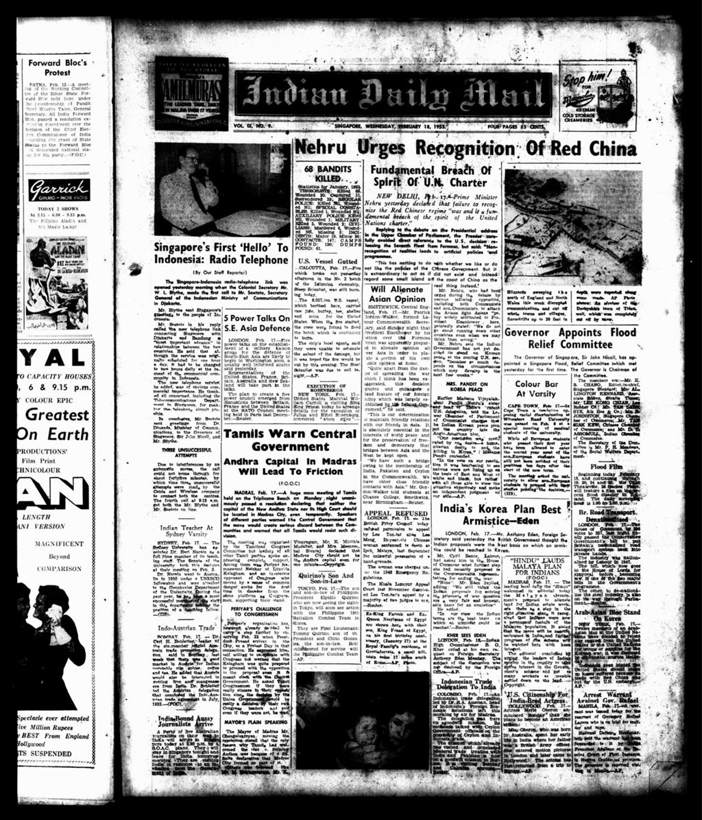 Miniature of Indian Daily Mail 18 February 1953