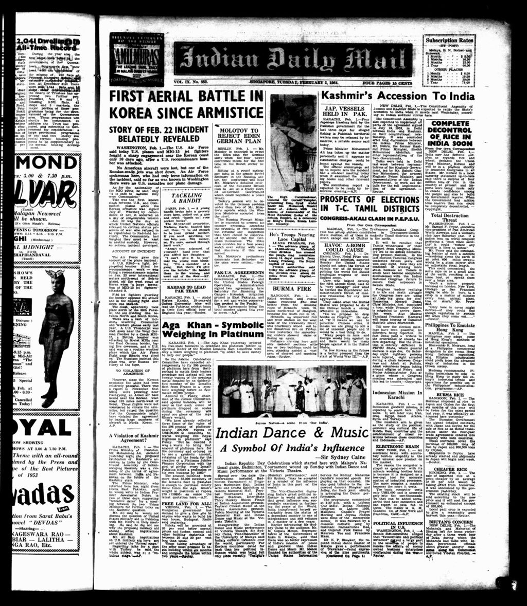 Miniature of Indian Daily Mail 02 February 1954