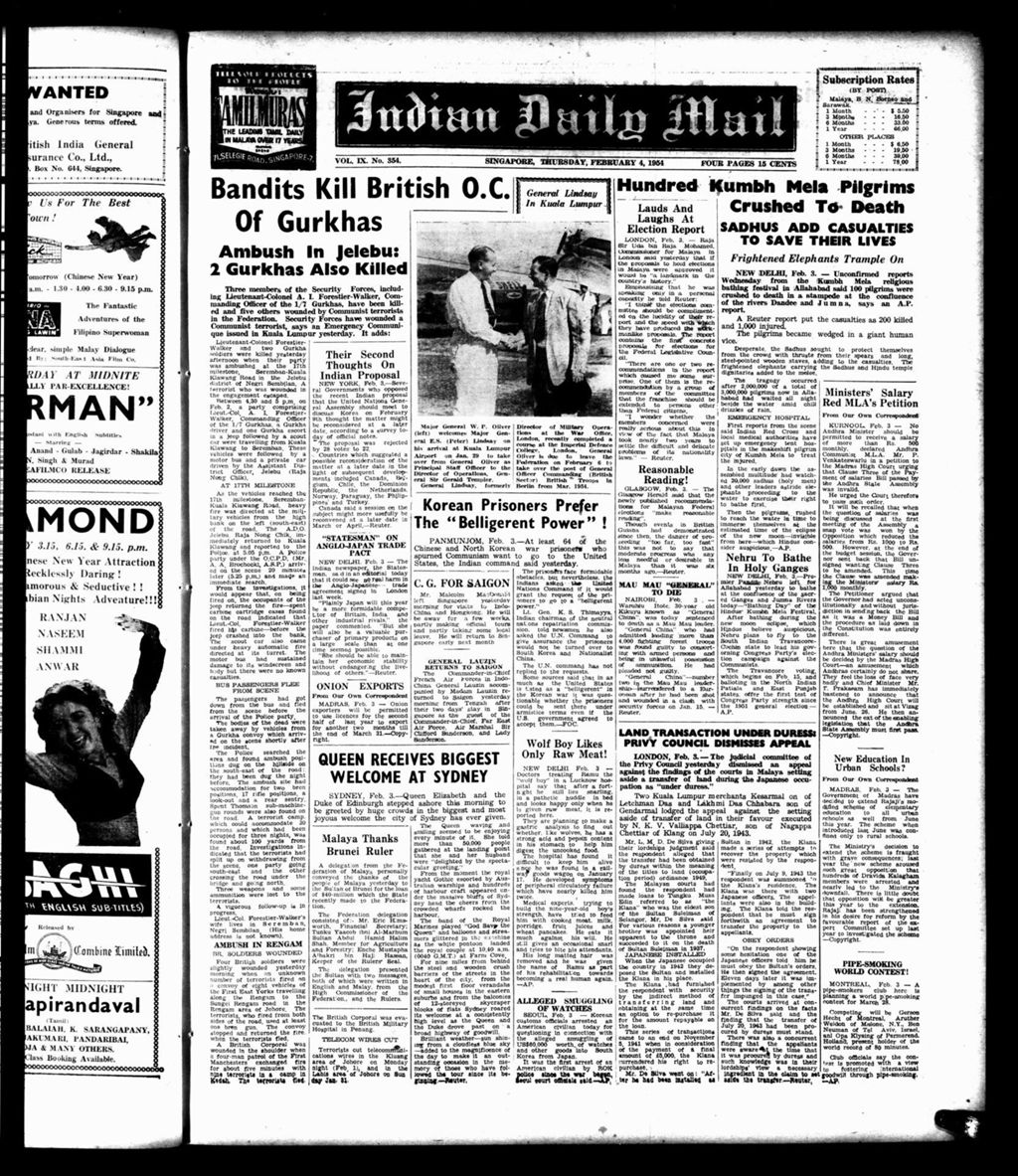 Miniature of Indian Daily Mail 04 February 1954