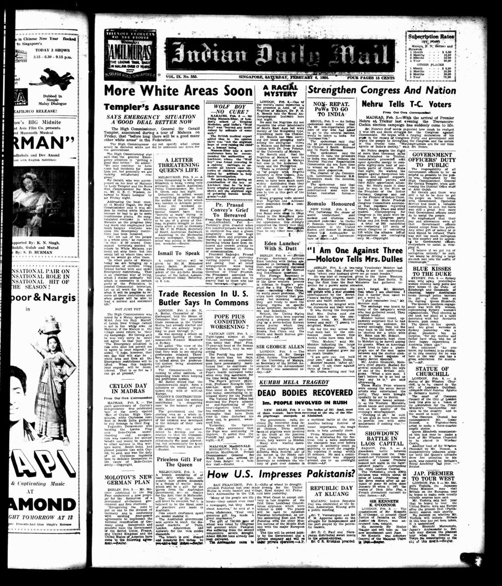 Miniature of Indian Daily Mail 06 February 1954