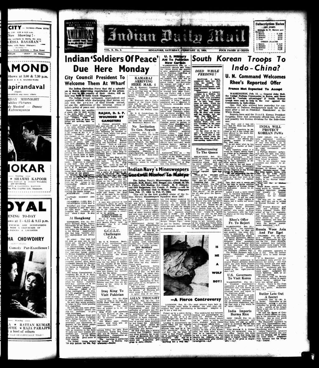 Miniature of Indian Daily Mail 13 February 1954