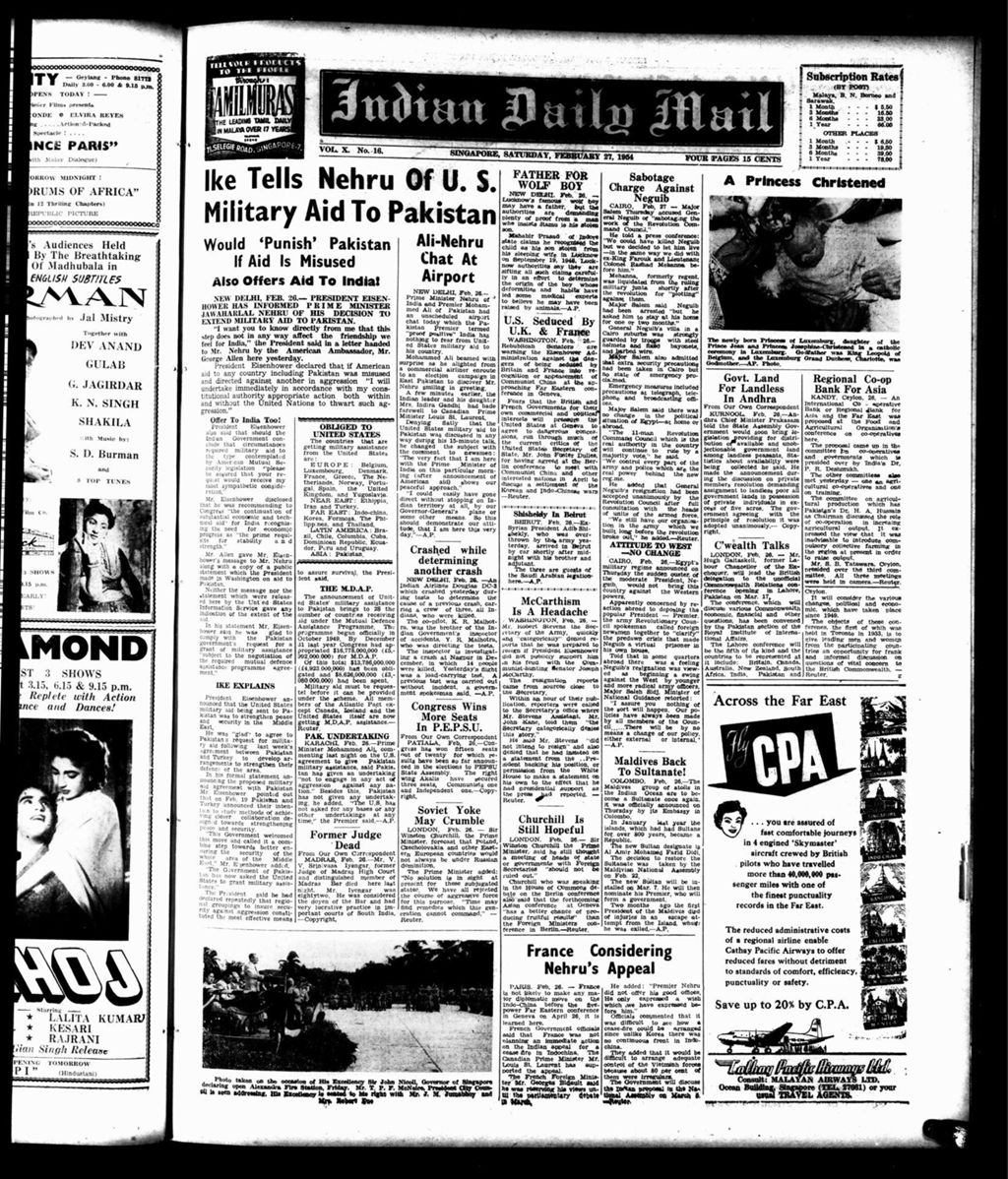 Miniature of Indian Daily Mail 27 February 1954