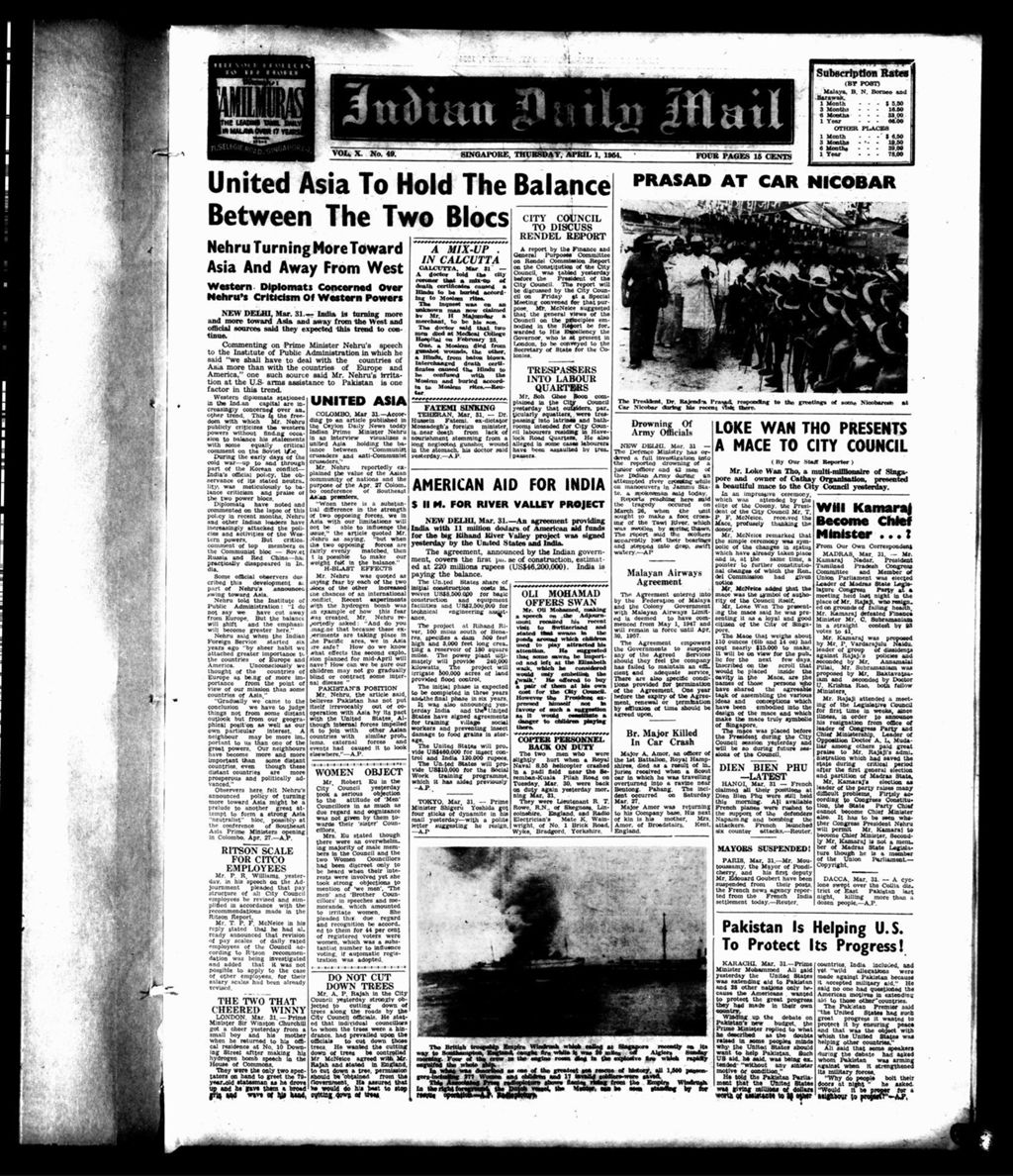 Miniature of Indian Daily Mail 01 April 1954