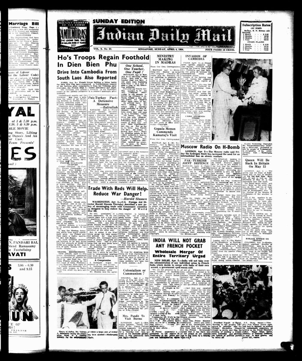 Miniature of Indian Daily Mail 04 April 1954