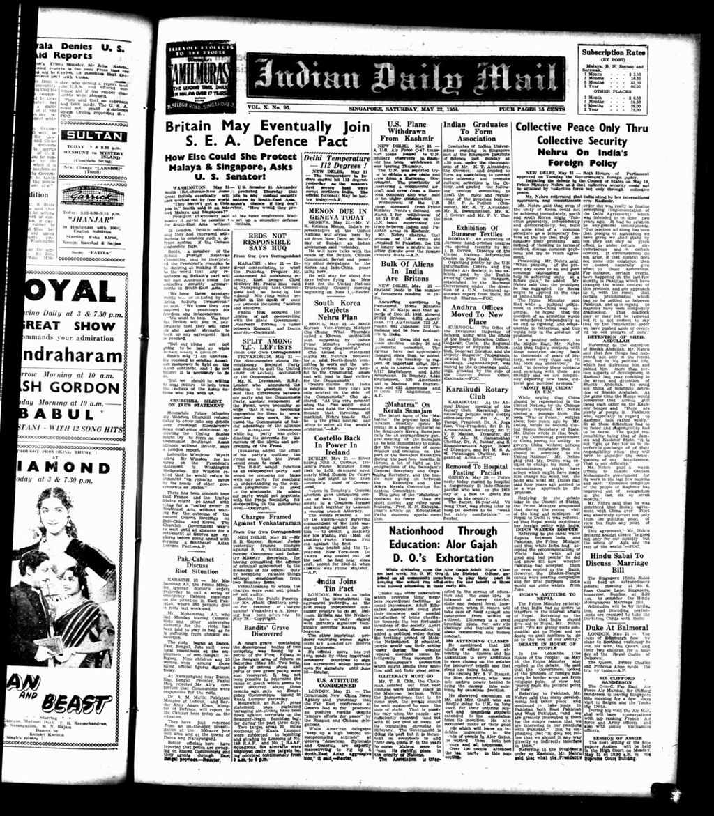 Miniature of Indian Daily Mail 22 May 1954