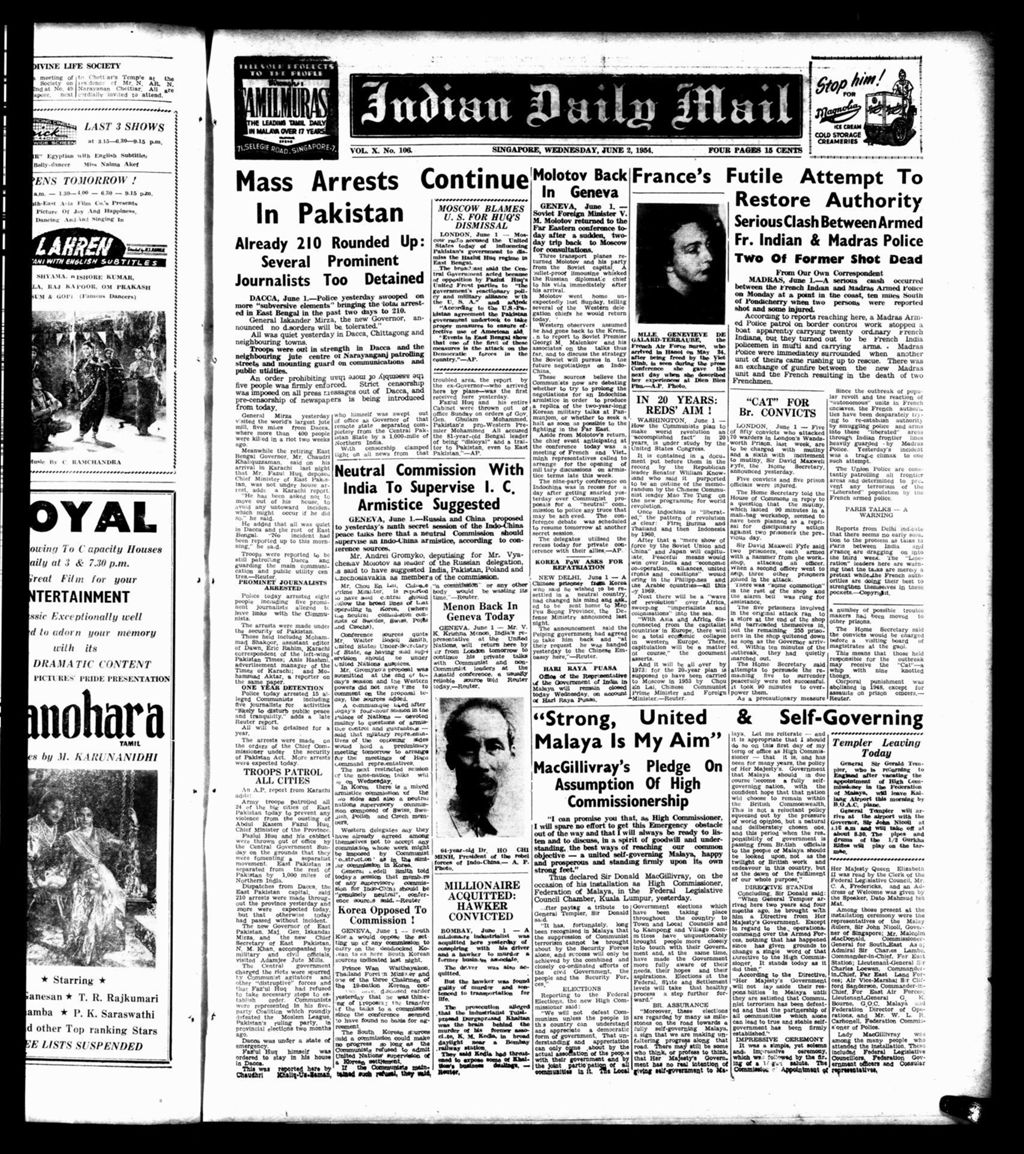 Miniature of Indian Daily Mail 02 June 1954