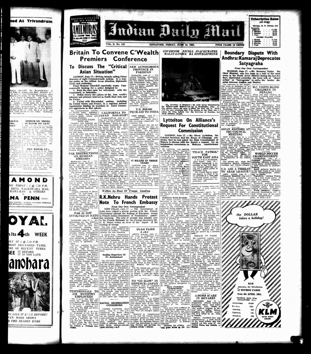 Miniature of Indian Daily Mail 18 June 1954