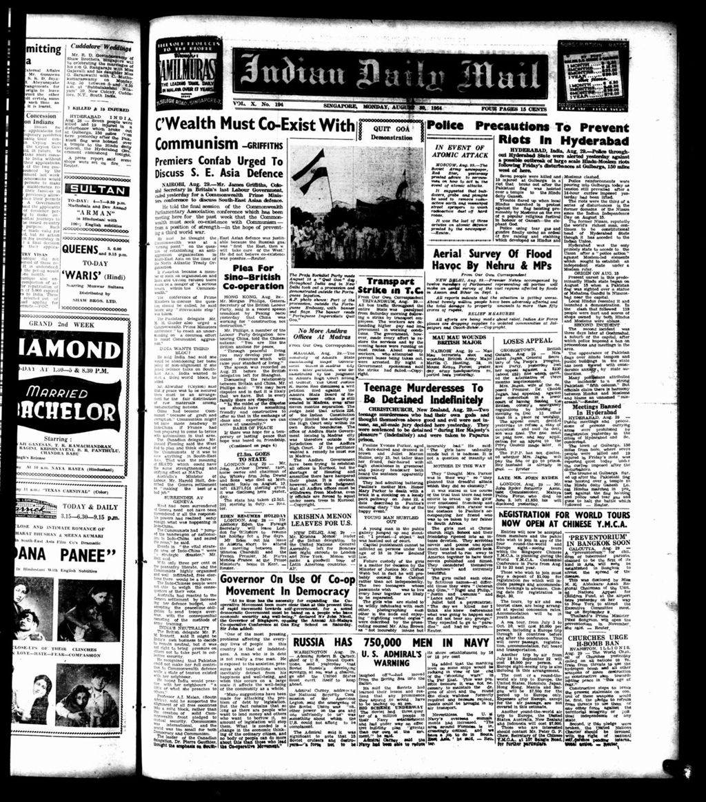 Miniature of Indian Daily Mail 30 August 1954