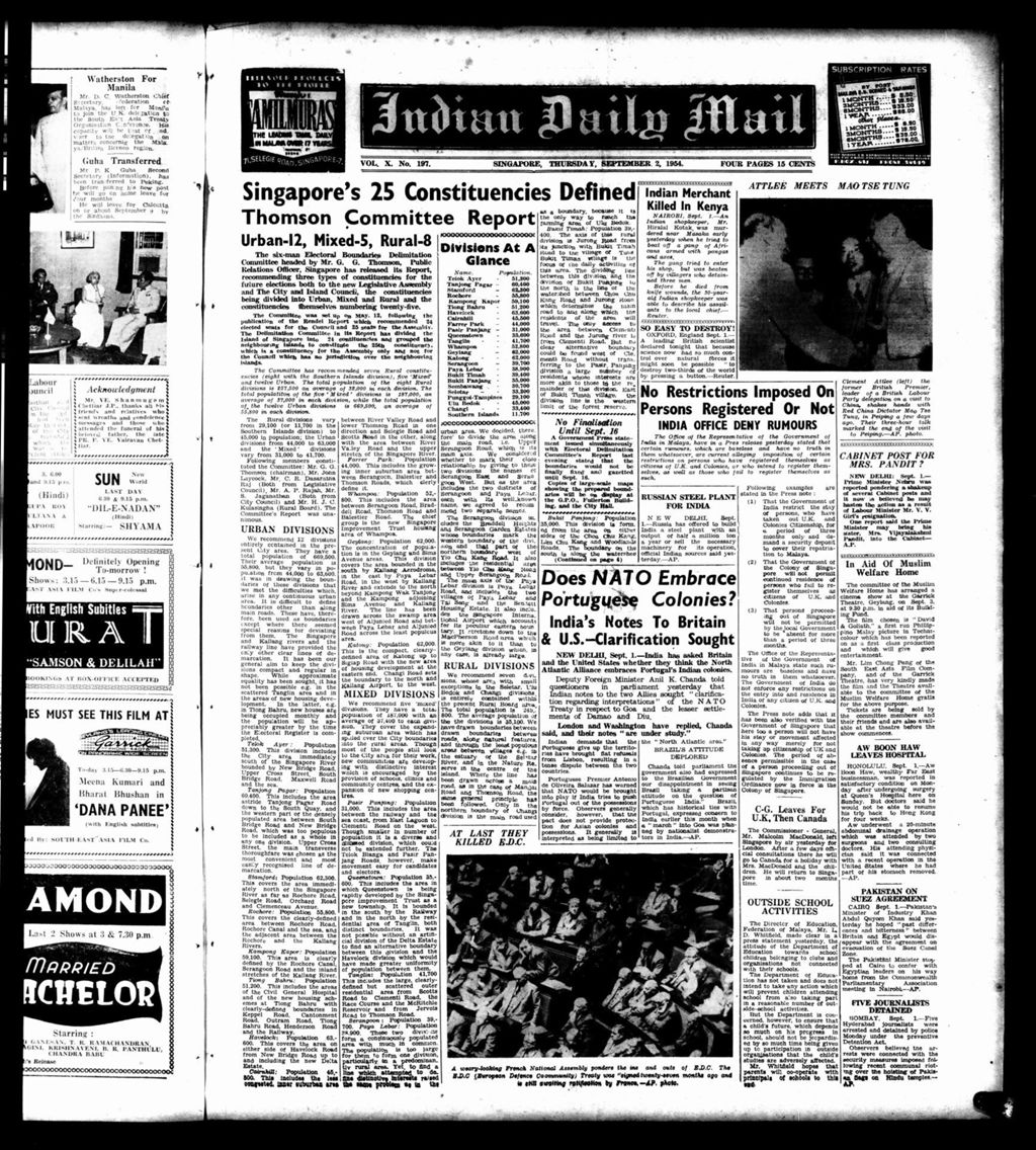 Miniature of Indian Daily Mail 02 September 1954