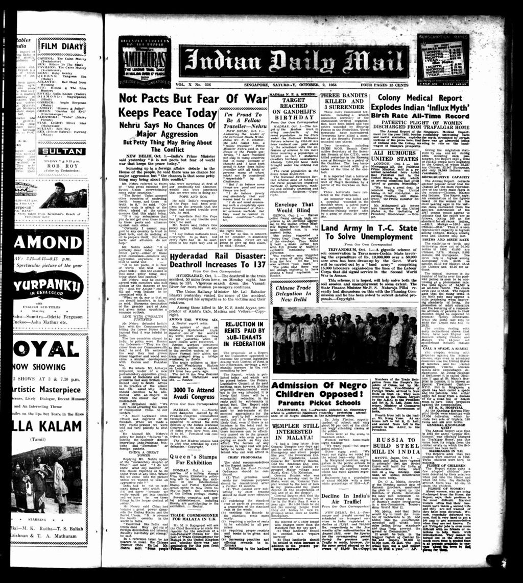 Miniature of Indian Daily Mail 02 October 1954