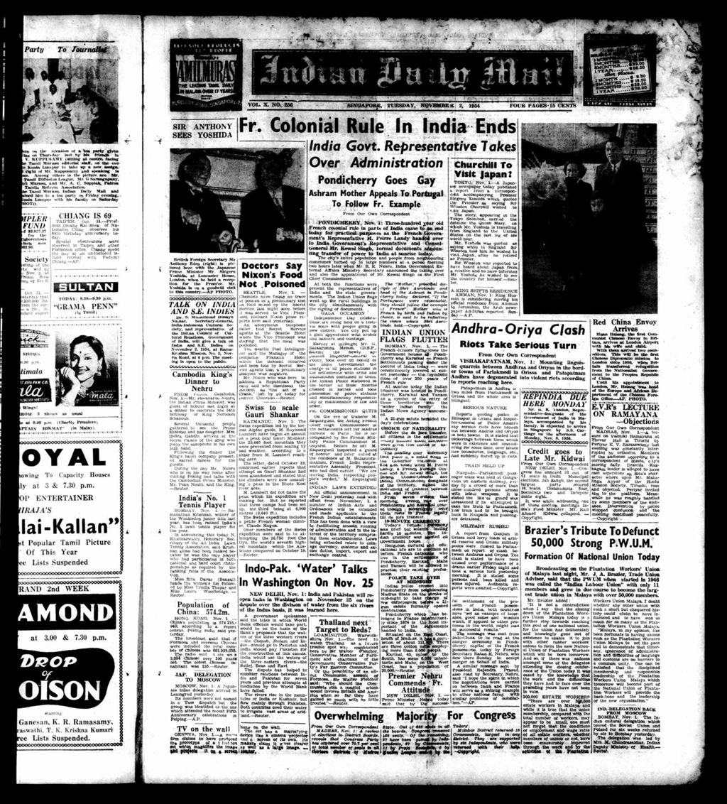 Miniature of Indian Daily Mail 02 November 1954