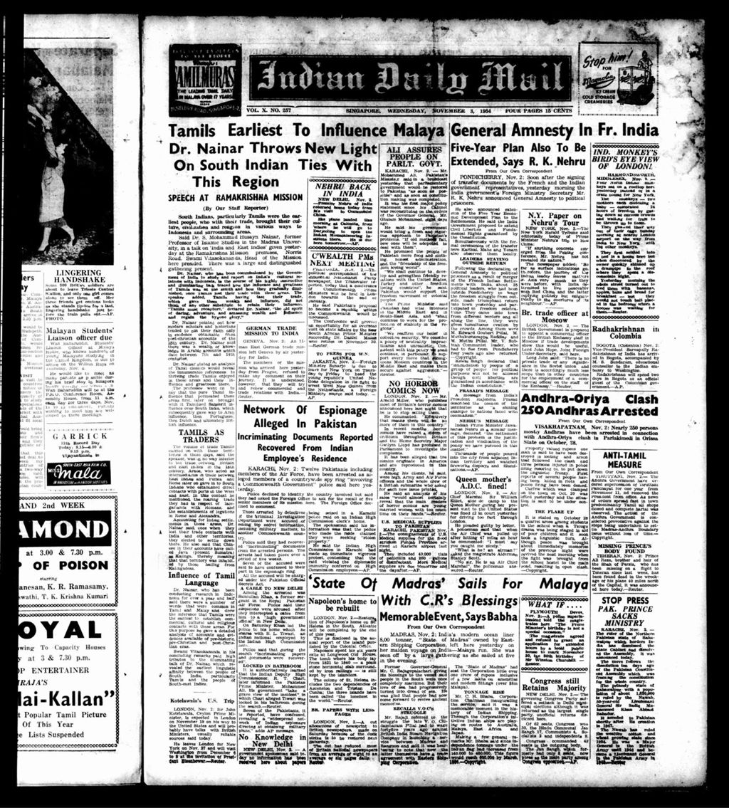 Miniature of Indian Daily Mail 03 November 1954