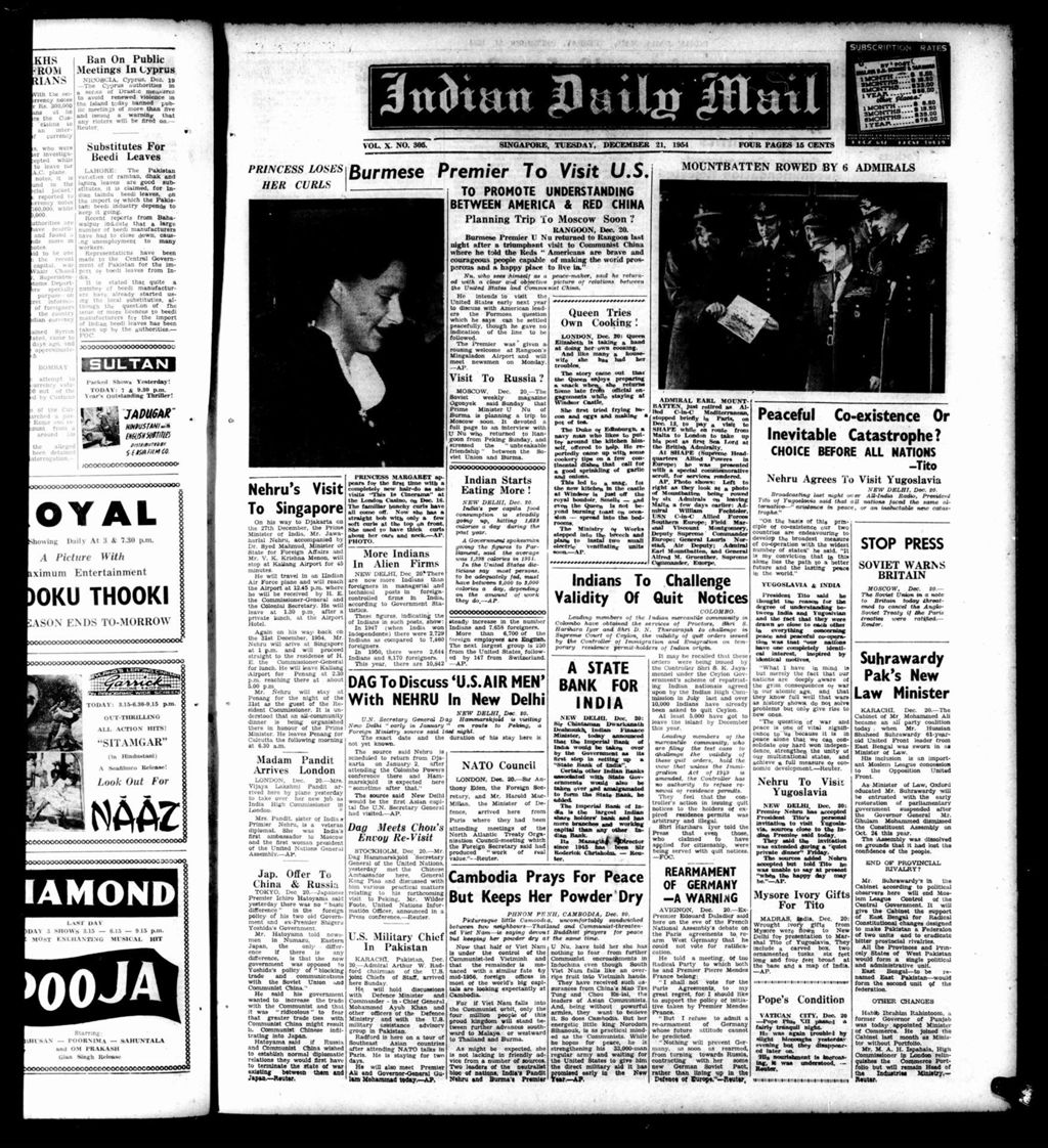 Miniature of Indian Daily Mail 21 December 1954