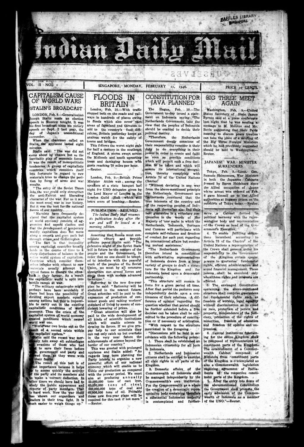 Miniature of Indian Daily Mail 11 February 1946