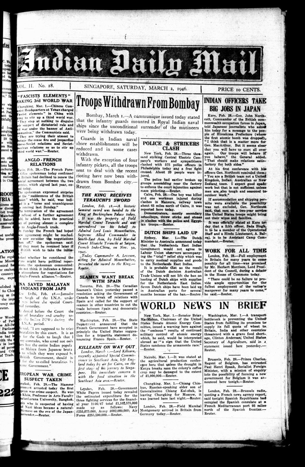 Miniature of Indian Daily Mail 02 March 1946