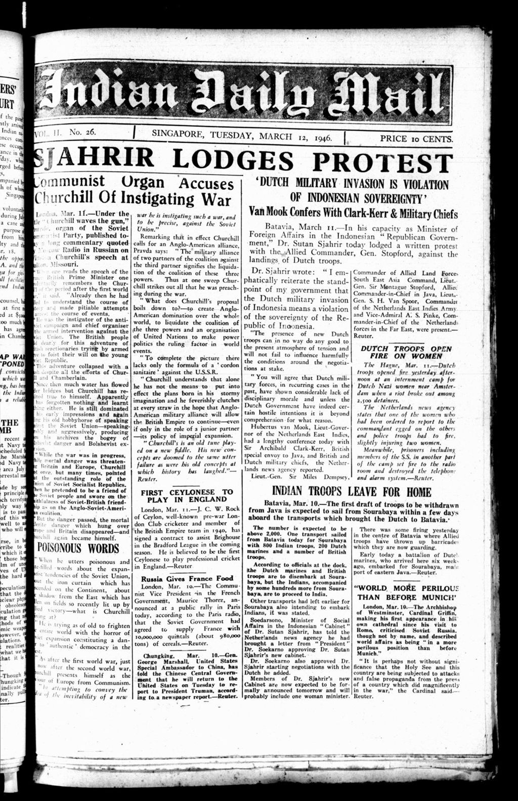 Miniature of Indian Daily Mail 12 March 1946