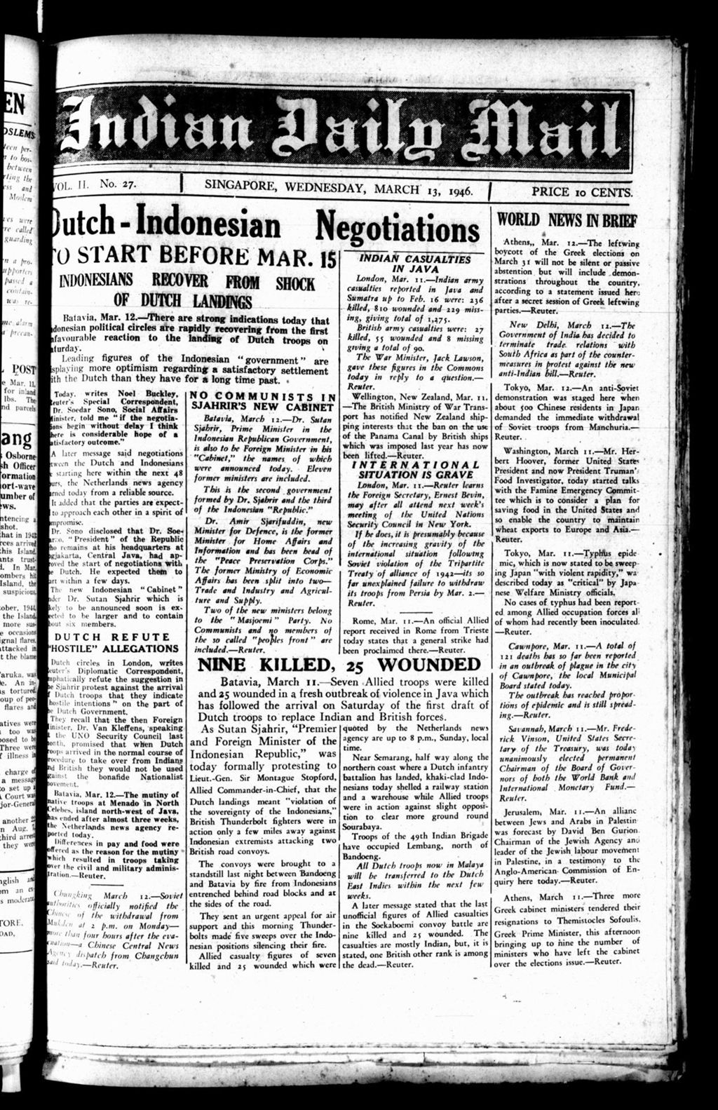 Miniature of Indian Daily Mail 13 March 1946