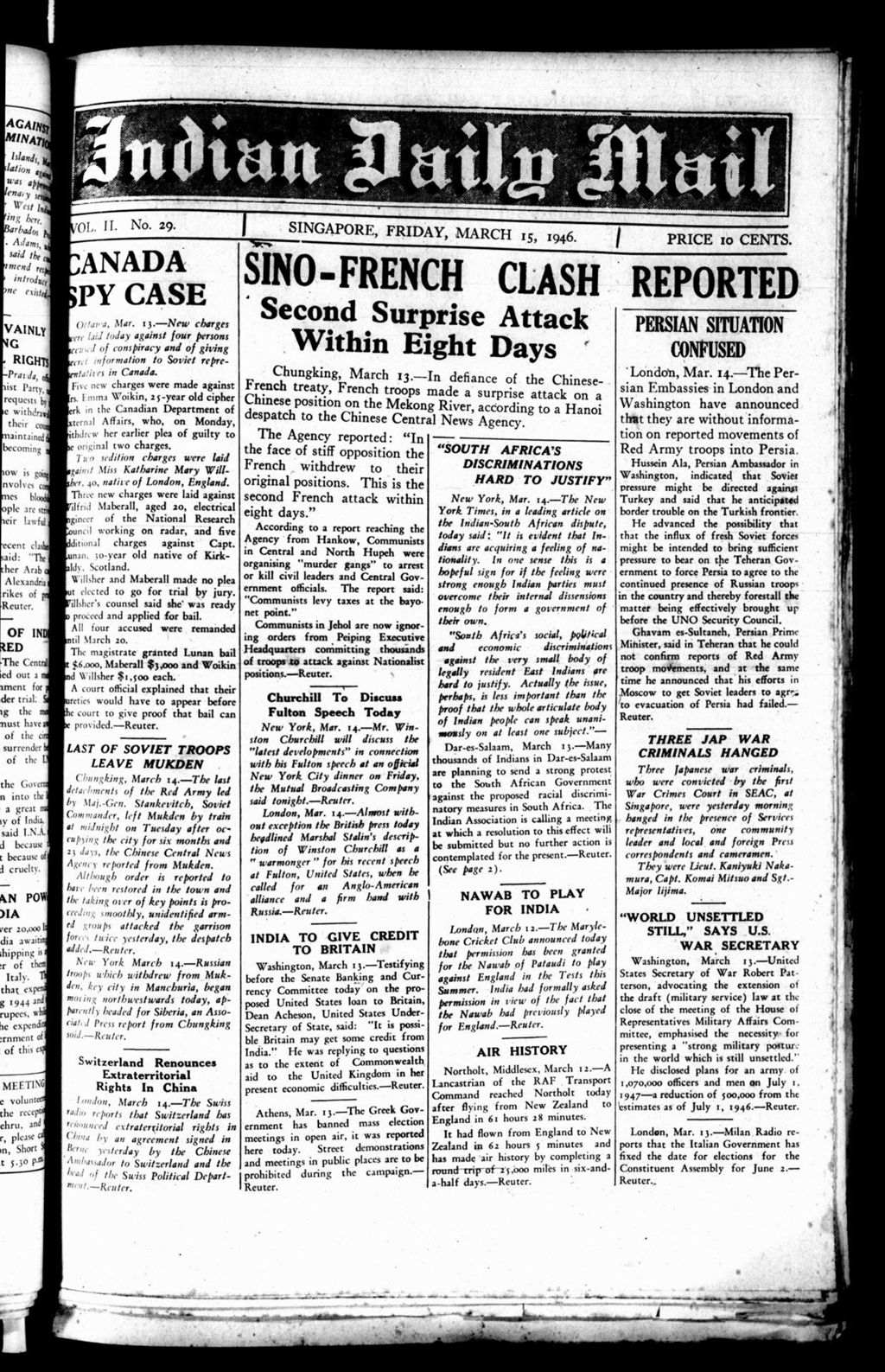 Miniature of Indian Daily Mail 15 March 1946