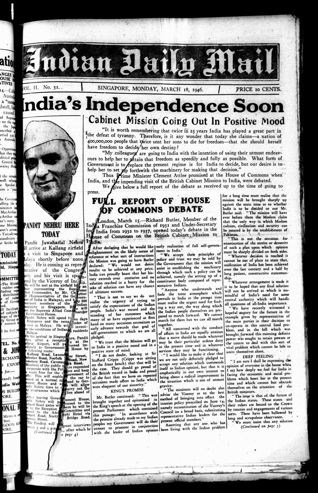 Miniature of Indian Daily Mail 18 March 1946