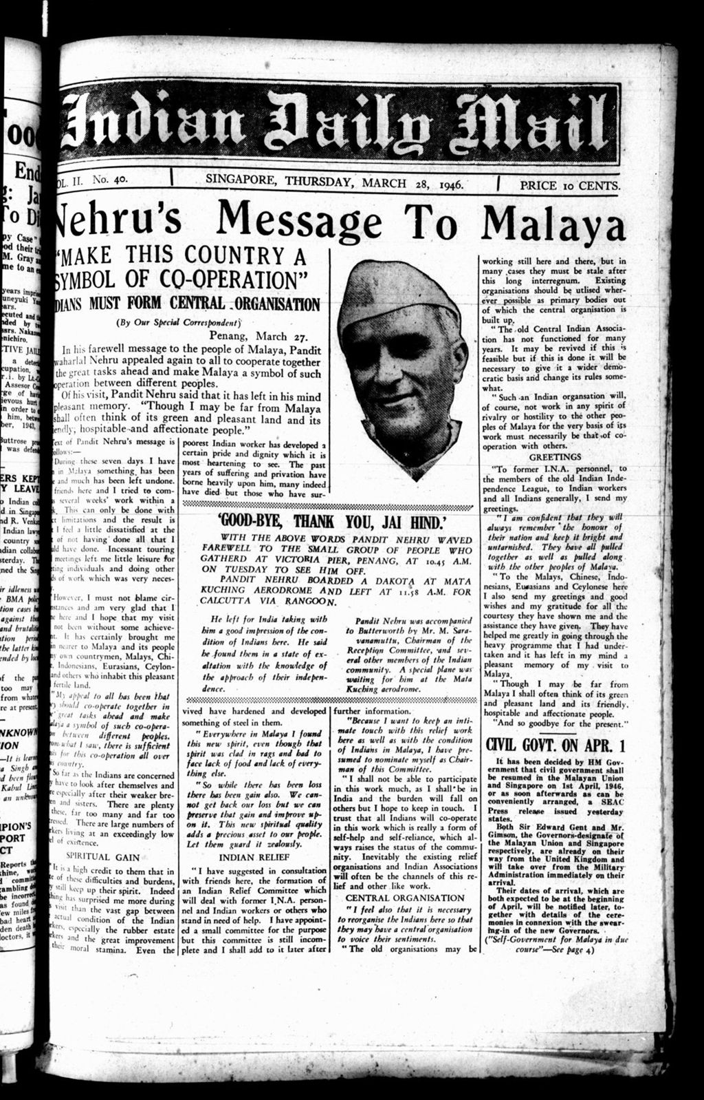 Miniature of Indian Daily Mail 28 March 1946