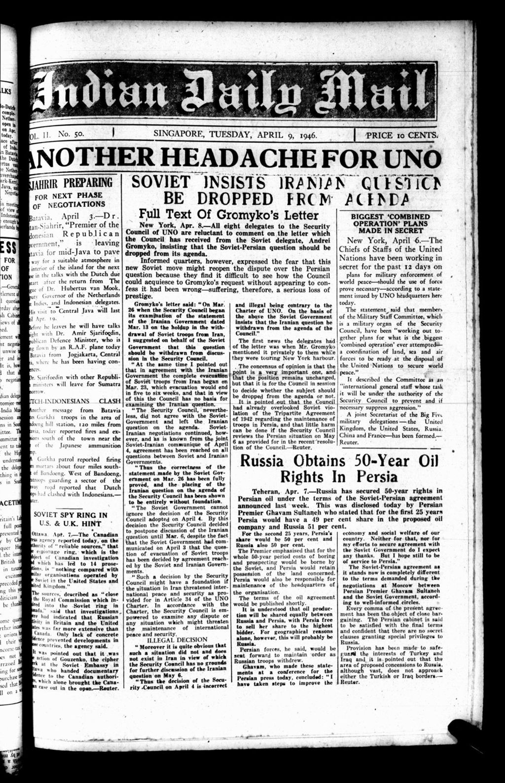 Miniature of Indian Daily Mail 09 April 1946