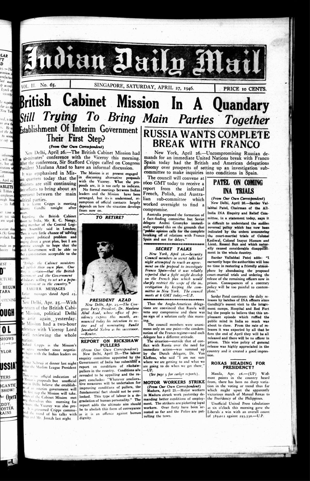 Miniature of Indian Daily Mail 27 April 1946