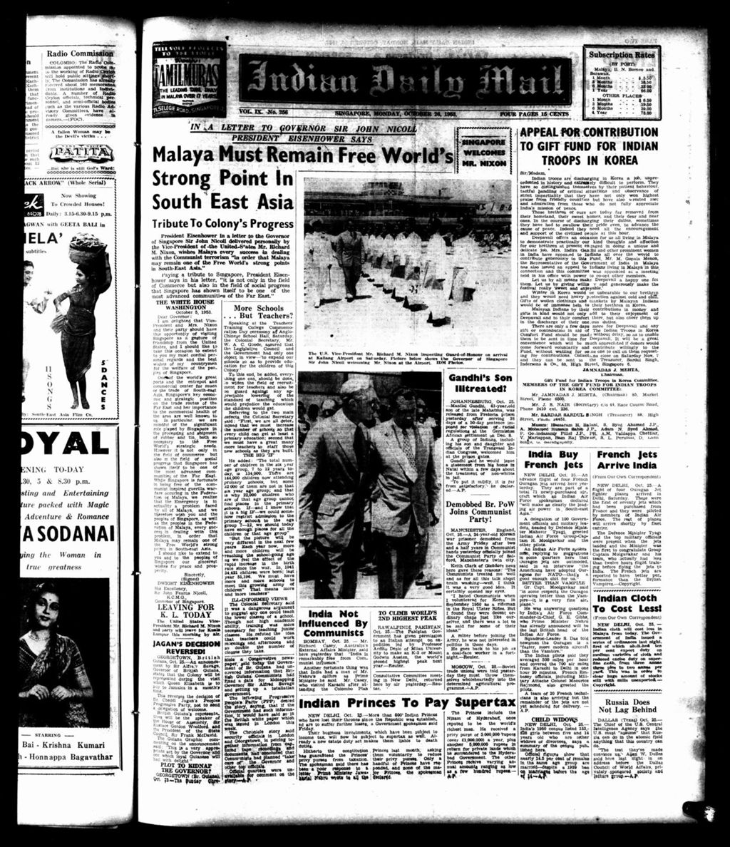 Miniature of Indian Daily Mail 26 October 1953