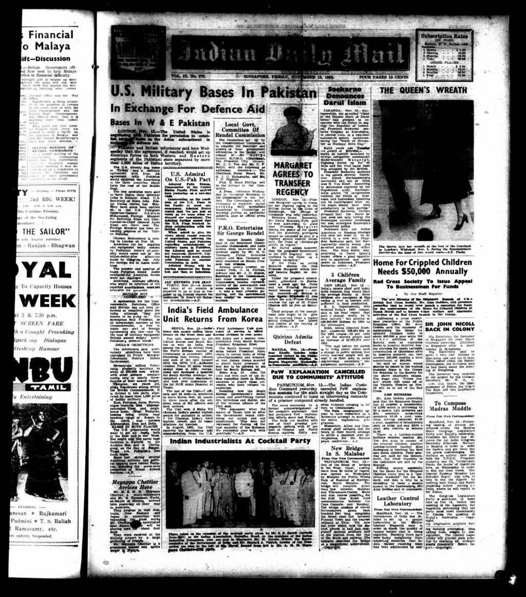 Miniature of Indian Daily Mail 13 November 1953