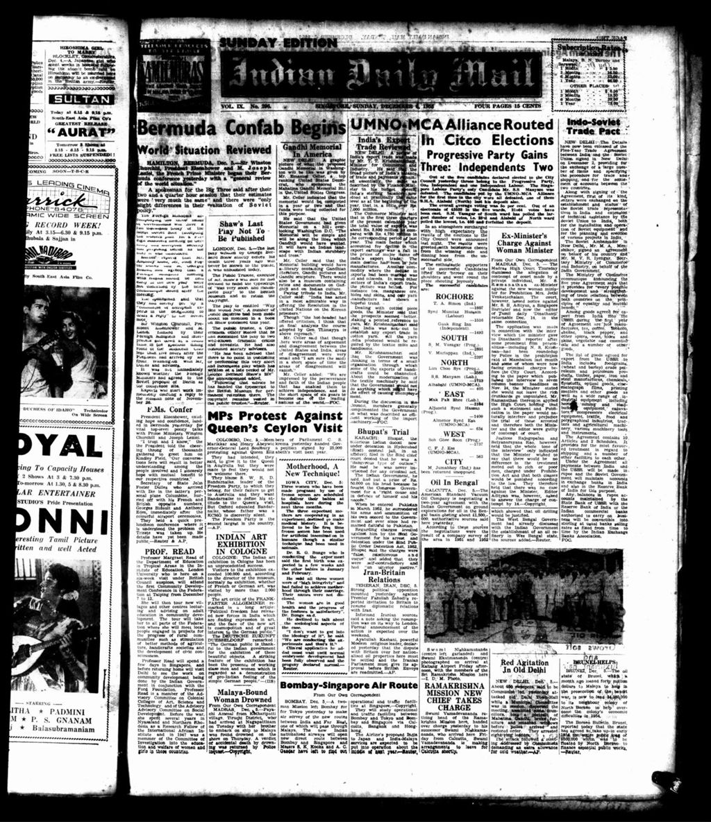 Miniature of Indian Daily Mail 06 December 1953