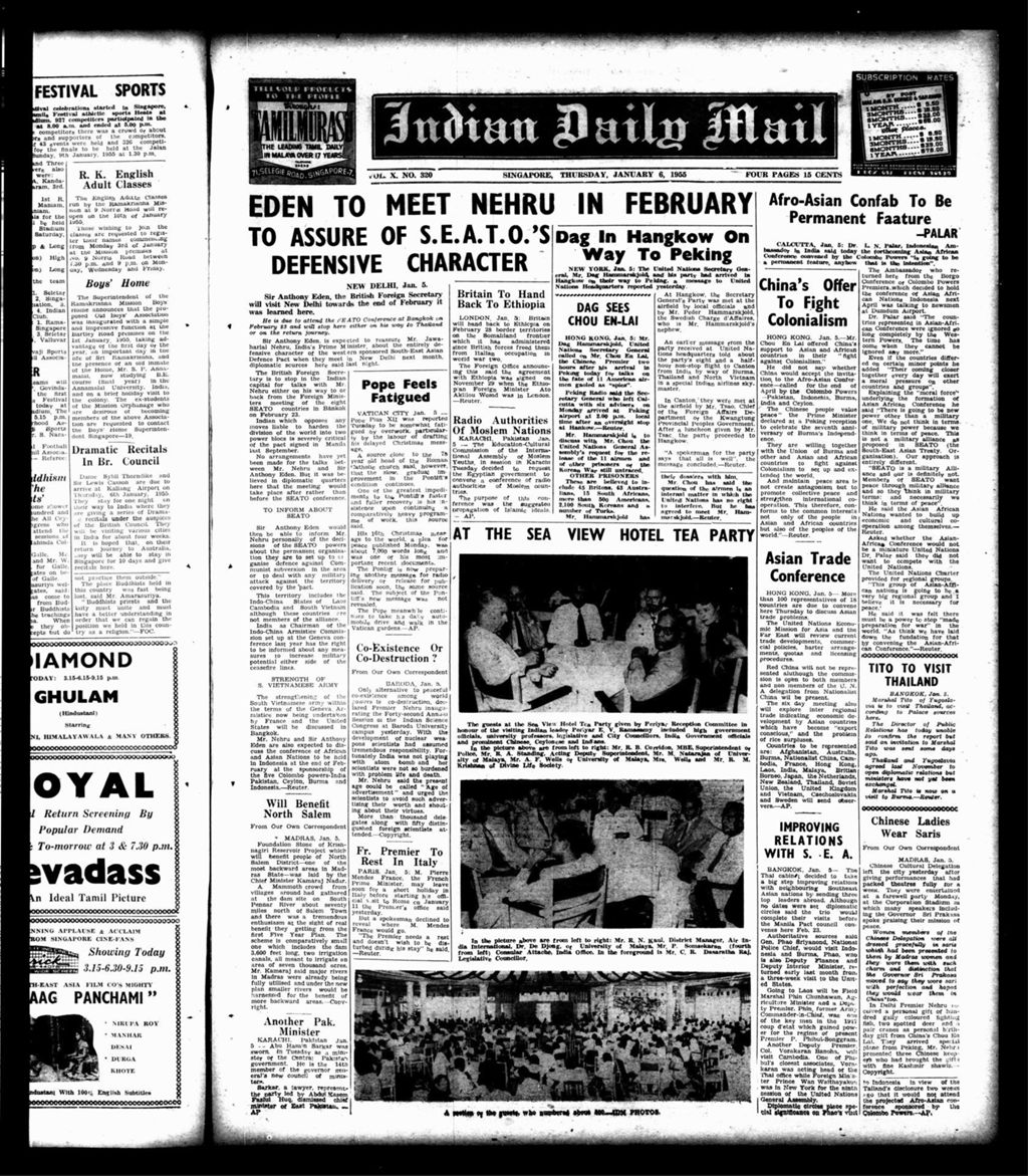 Miniature of Indian Daily Mail 06 January 1955