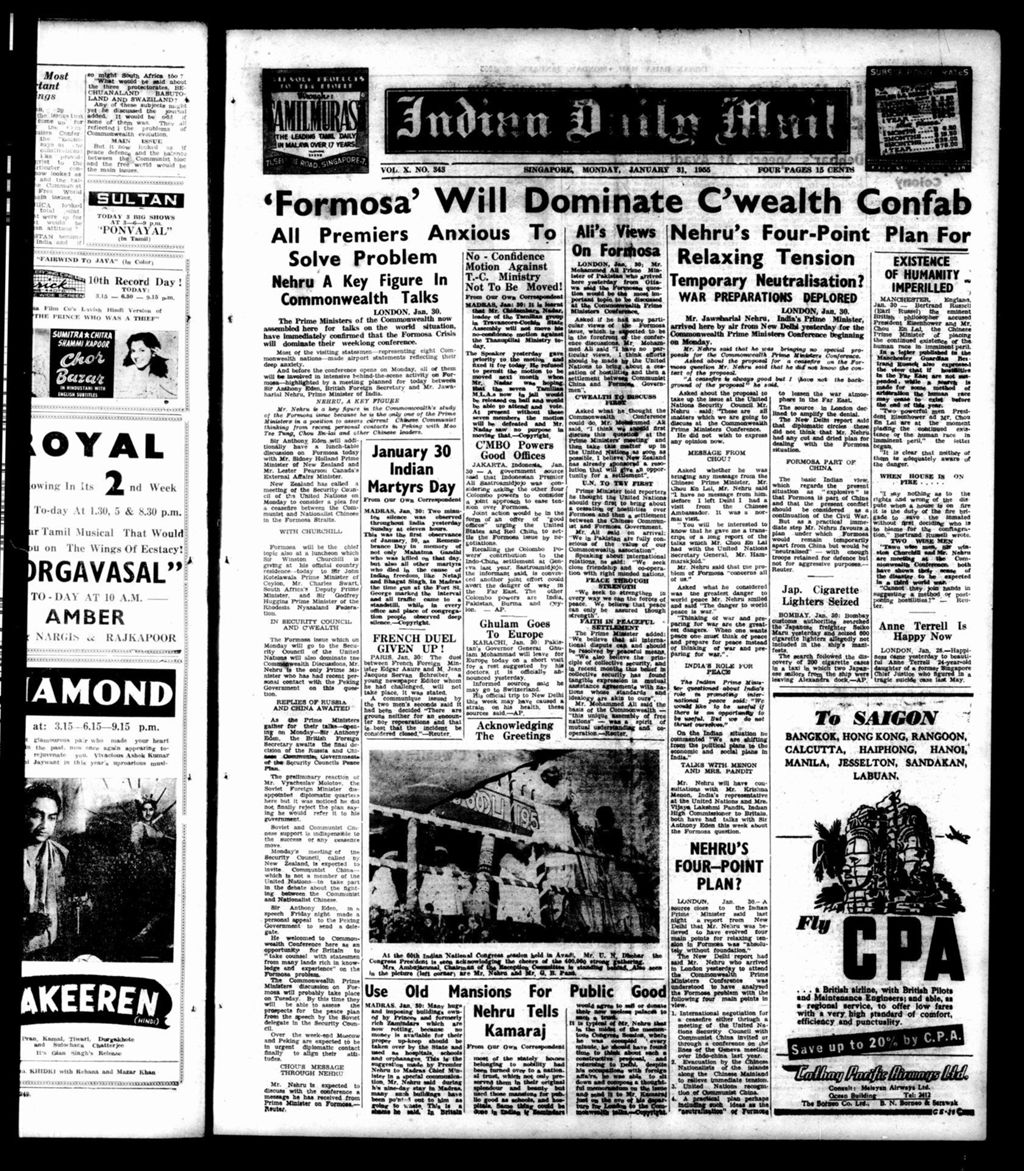 Miniature of Indian Daily Mail 31 January 1955