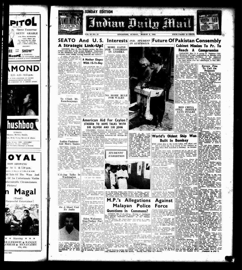 Miniature of Indian Daily Mail 06 March 1955