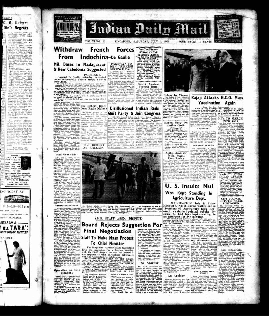 Miniature of Indian Daily Mail 02 July 1955